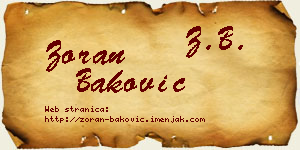 Zoran Baković vizit kartica